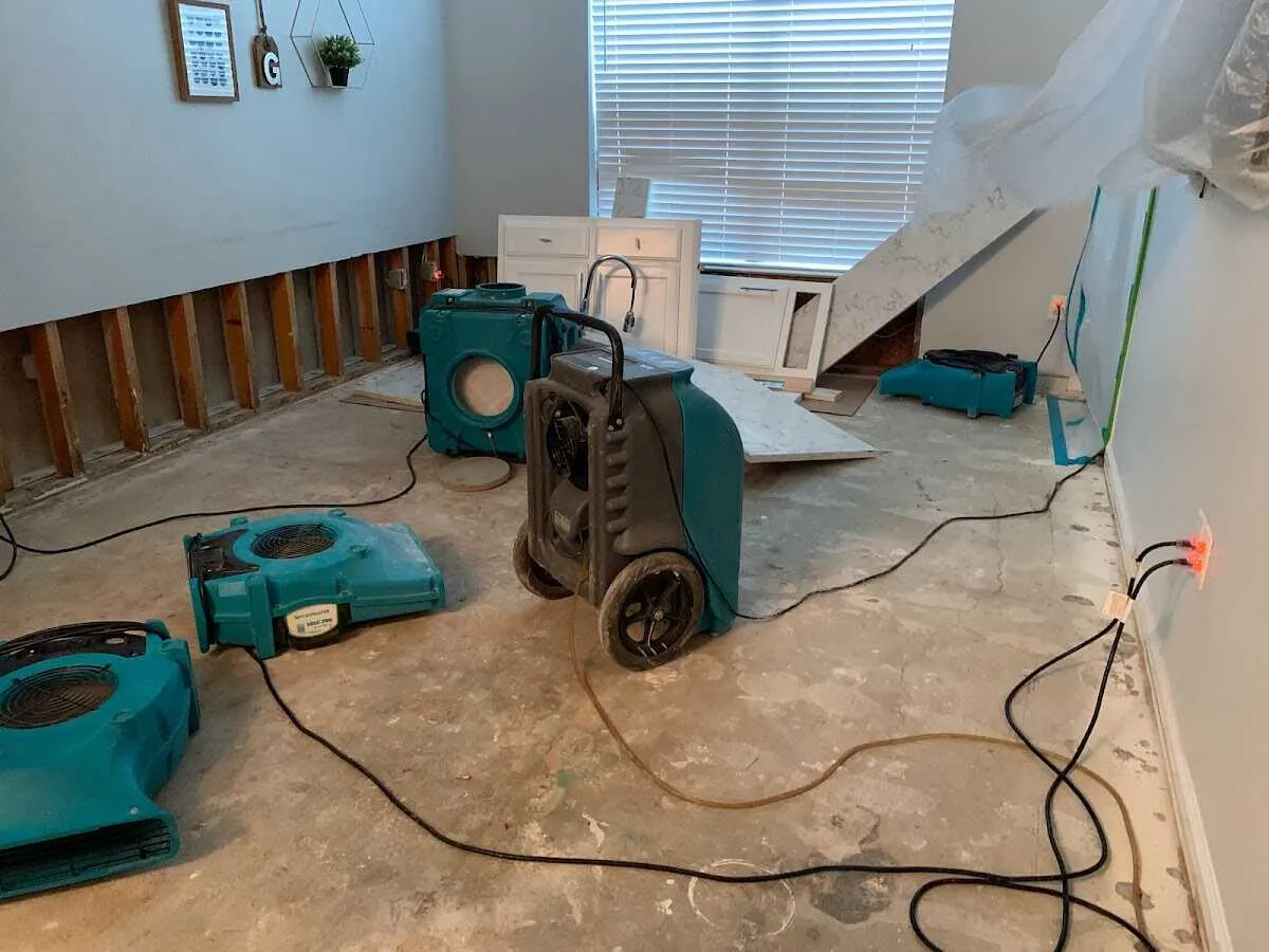 Dehumidifier in flood-cut room for Water Damage Restoration in Fort Irwin